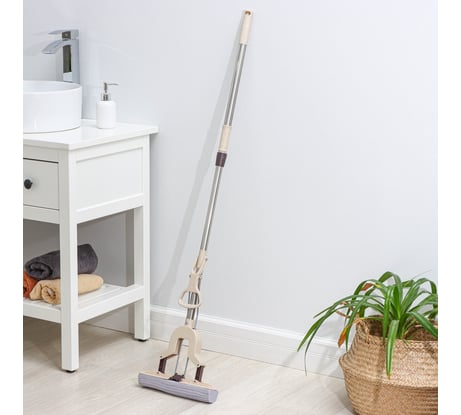 Швабра Доляна PVA со складным отжимом, стальной составной черенок 27х6х100 125 см 3566084