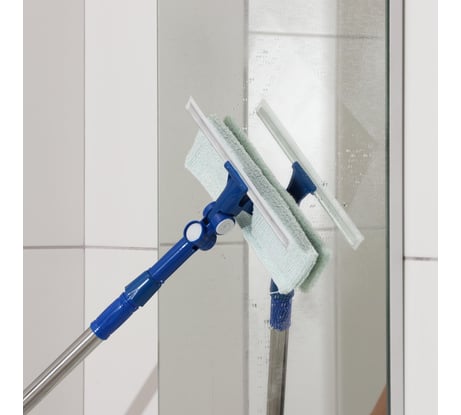 Окномойка Доляна с насадкой микрофибра, фиксатор, стальная телескопическая ручка 23х68х100 см 140347