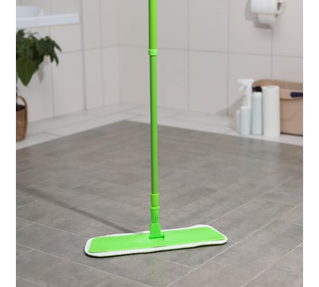 Плоская швабра Доляна телескопический окрашенный черенок, насадка на липучке микрофибра 40х14х80 120 см 5308311
