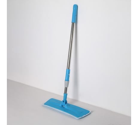 Плоская швабра Доляна телескопический стальной черенок, насадка на липучке микрофибра 2369425