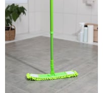 Плоская швабра Доляна окрашенный телескопический черенок, гибкие края, микрофибра букля, 38х8х80 120 см 5308309