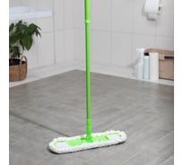 Плоская швабра Доляна окрашенный телескопический черенок, гибкие края, микрофибра белая, 38х8х80 120 см 5308310