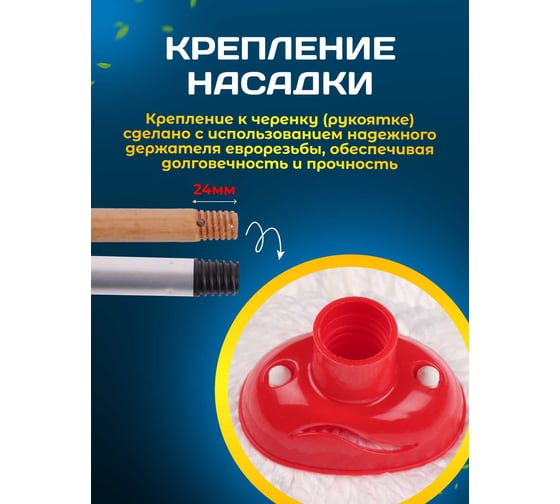МОП ACG резьбовой, микрофибра, веревочный, 30 см, 250 г, белый 1022970