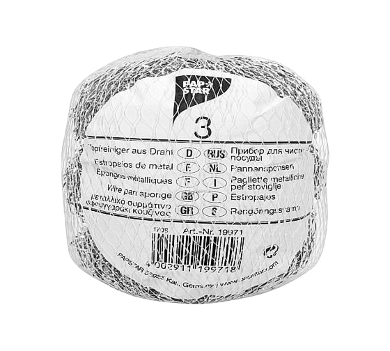 Мочалка PAPSTAR диаметр 70 мм 3 шт в упаковке 11 г металл 1/80 PS-19971