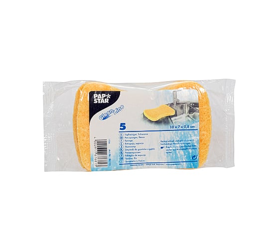 Фигурная губка PAPSTAR 100х70 мм 5 шт в упаковке целлюлоза желтая 1/160 PS-86133