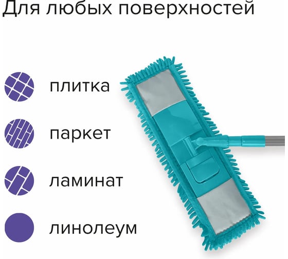 Швабра Guppy ЕвроМоп Шениль телескопическая ручка (аквамарин) 8008194