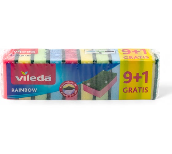 Губка Vileda РАДУГА 10 шт 173842