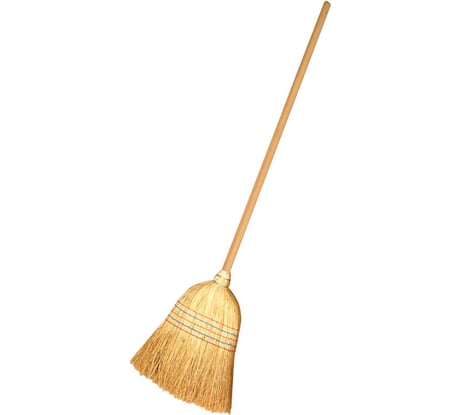 Веник-метла OfficeClean натуральный, сорго, пятипрошивной, с деревянным черенком 281572/000281
