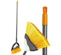 Комплект ПВХ щётка и совок GoGo серый, деревян. ручка 120 см 60096B