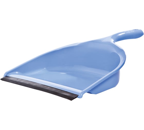 Совок для мусора OfficeClean низкая ручка, с резиновой кромкой, пластик, голубой 299876 1