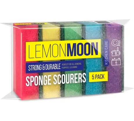 Губка для посуды Lemon Moon 96x64x27, поролон, 5 шт. L005