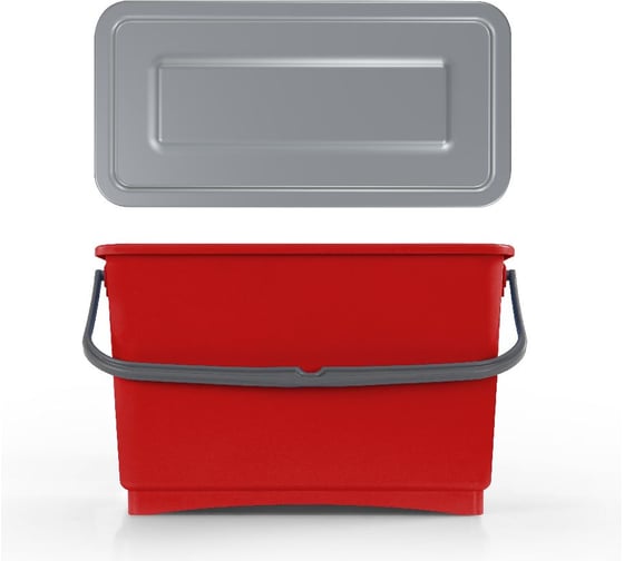 Пластиковое ведро с ручкой и крышкой TTS 8 л, красное 0R003255 1