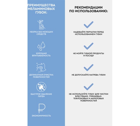 Губка-ластик для деликатной очистки OfficeClean меламиновая, 10х6х3 см 301822