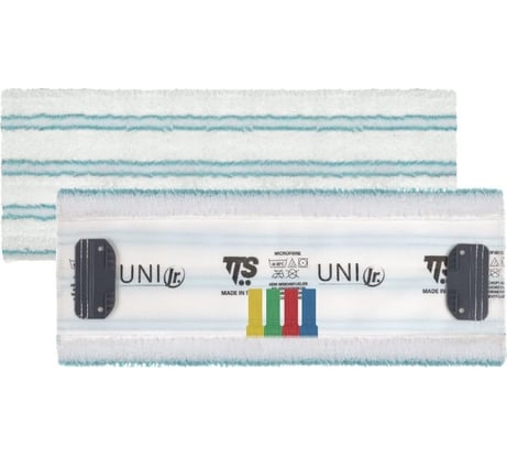 Насадка моп TTS серия UNI JUNIOR микрофибра, белая в зелёную полоску, основа полиэстер, 35 см 0000A510V