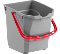 Ведро для тележки TTS NICKITA 15 л, серое с красной ручкой T080255ER