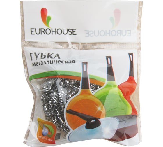 Металлическая губка EUROHOUSE спираль, 1 шт 7181