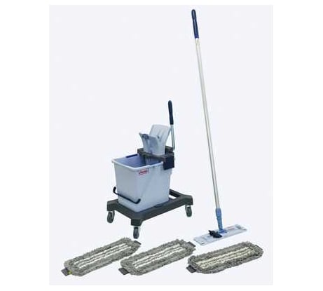 Набор Vileda Professional №3 Необходимый минимум с УльтраСпид Про: ведро 25 л, отжим, рычаг, платформа на колесах, держатель мопов, ручка алюминиевая 150 см, 3 мопа Трио 166378