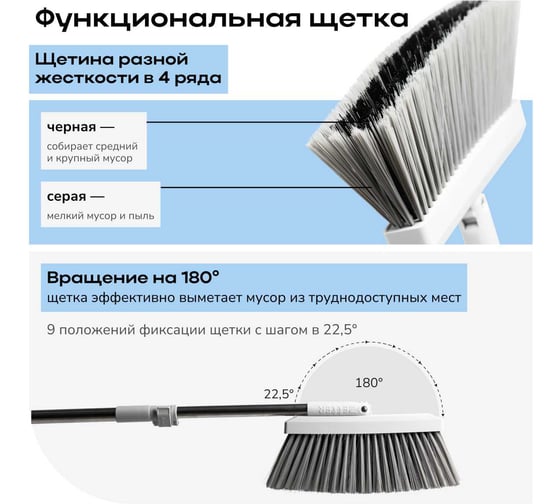 Щетка и совок ZETTER М, цвет белый BD-BS-01-MW