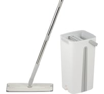 Швабра для пола Рыжий кот Helper с насадкой из микрофибры и ведром с механизмом отжима 109965