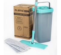 Швабра с отжимом и двухкамерным ведром ЛАЙМА LAIMA COMPACT MOP 3 насадки из микрофибры, 7 литров 607389