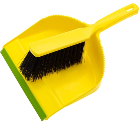 Набор Palisad Home совок с кромкой 330x225 мм и щетка-сметка 285 мм, желтый 933125