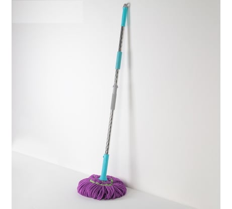 Швабра с отжимом Доляна насадка из х/б, стальной черенок 130 см, рифленая, 500 гр 3566086