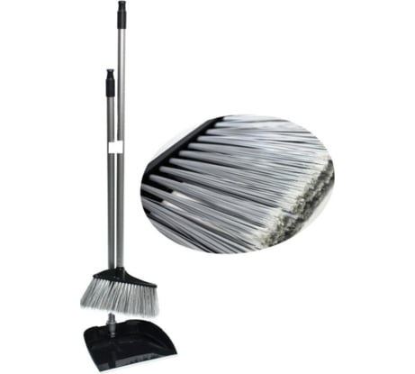 Комплект GoGo ПВХ, совок с метлой, черный, ручка металлическая 85 см 60056 NIGHT