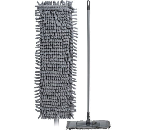 Шваба плоская Econova со сменной насадкой из микрофибры синель, 420x150x1250 мм, темно-серый 435296515 1
