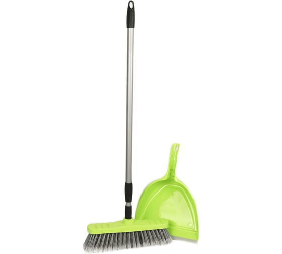 Набор для сухой уборки In'Loran щетка с совком, телескопическая ручка 70-120 см, салатовый MSO-104SLT 1
