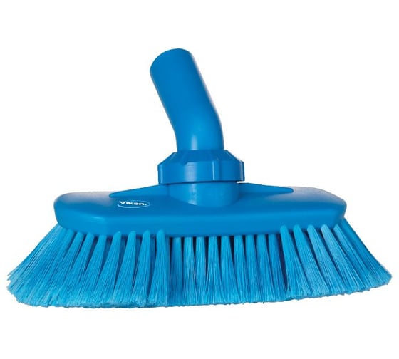 Моющая щетка Vikan с соединительной частью под углом, с подачей воды, 240 мм, мягкий/расщеплённый ворс, синий цвет 70673 1