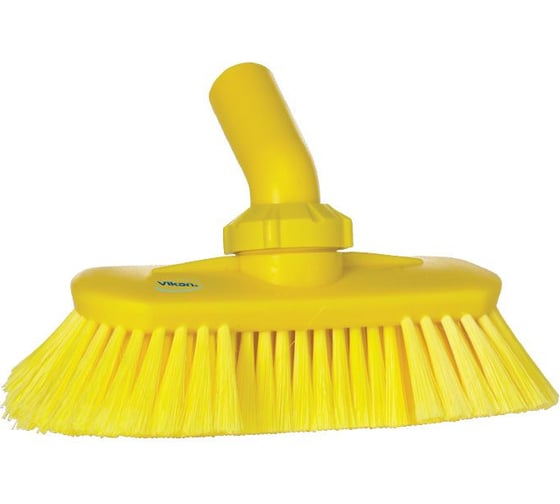 Моющая щетка Vikan с соединительной частью под углом, с подачей воды, 240 мм, мягкий/расщеплённый ворс, желтый цвет 70676 1