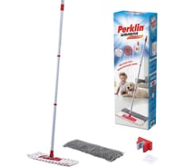 Швабра PERKLIN с флаундером 40см, составной черенок 120см, МОП микрофибра/абразив+МОП синель 700987