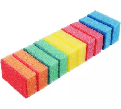 Набор губок для мытья посуды VETTA Прима 10 шт, 8x5х2.5 см 441-081