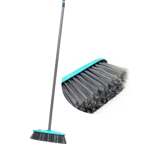 Щетка GoGo ПВХ, цвет голубой, с деревянной серой ручкой, 120 см 60300 BLUE