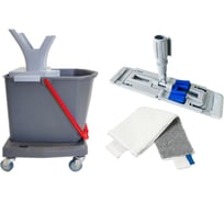 Комплект для уборки пола РОСМОП колесная база, ведро 25 л с красной ручкой, фиксаторы, WRQL, 40-RQ, TMK-40-Q Pro-25BR