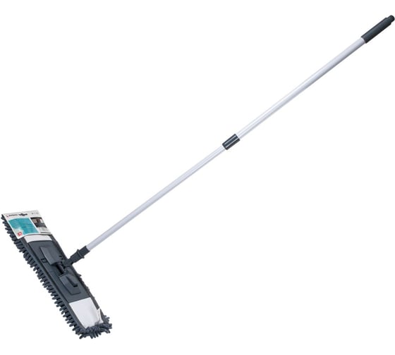 Швабра для пола PERFECTO LINEA с насадкой из шенилла, серая, ЦЗ-0974097576