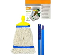 Швабра для пола Hunter с насадкой МОП, веревочная, синяя, прошитая, 350 г, хлопок ПЛ-RWMS375а