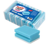 Губки бытовые Perklin 10х6,5х4,5см, XXL, профильные, комплект 5шт поролон/абразив, голубые 702739