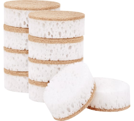 Губки для посуды LAIMA LATTE 9,5х6,5х3,2см овальные, комплект 10шт пеноэффект, пористые 702723