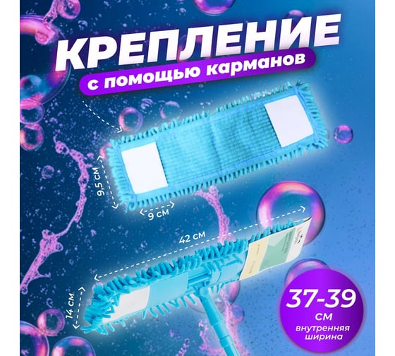 Сменная насадка для швабры PERFECTO LINEA Solid из шенилла, голубая 44-532032