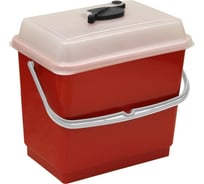 Ведро для одноразовых салфеток TTS 4 л, с ручкой и герметичной крышкой, красное, 10 шт 00003381K10