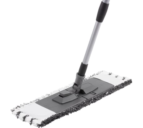 Швабра для влажной уборки In'Loran плоская, микрофибра, серая, 44х13 см, телескопическая ручка 71-120 см, арт. BS-012P