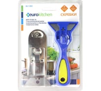 Набор скребков для чистки стеклокерамики Eurokitchen цвет синий/желтый, с набором запасных лезвий, 1 шт., серебристый 1 шт. RS-17BY