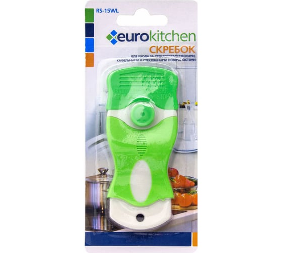 Скребок для чистки стеклокерамики Eurokitchen белый/салатовый RS-15WL 1