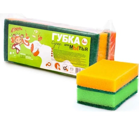 Губка для посуды Золушка Супер 4 шт. 512