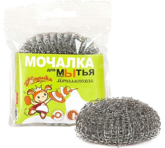 Мочалка для посуды Золушка металлическая, оцинкованная, плетеная, 1 шт. 10089