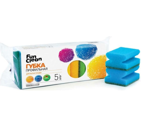 Губка для посуды Fun Clean профильная, 5 шт. 6797