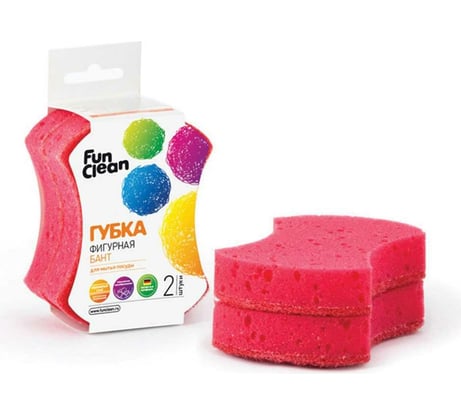Губка для посуды Fun Clean фигурная "Бант", 2 шт. 6861