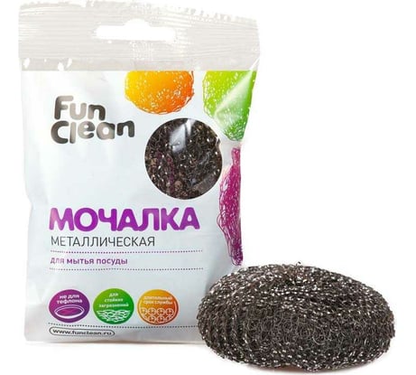 Мочалка для посуды Fun Clean металлическая, оцинкованная, плетеная, 1 шт. 9994