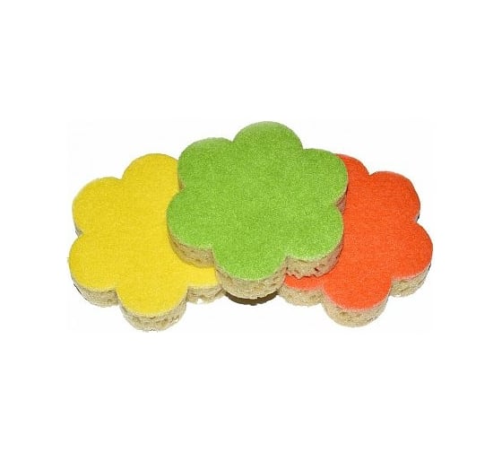 Губки для посуды MASTER FRESH Flower крупнопористые, упак 3 шт 218354